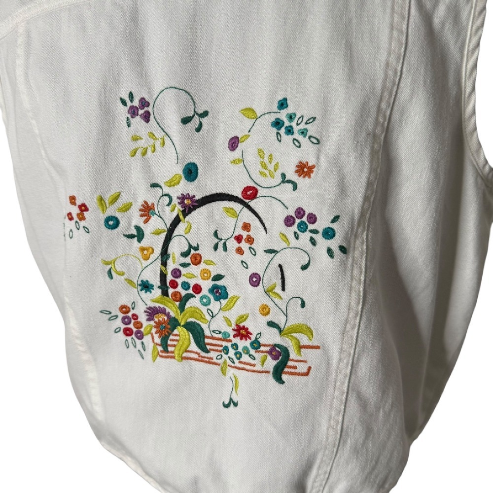Vintage Carole Little Denim Skirt Set‎ Embroidered Prairie Size M Cowgirl BOHO - Picture 8 of 13